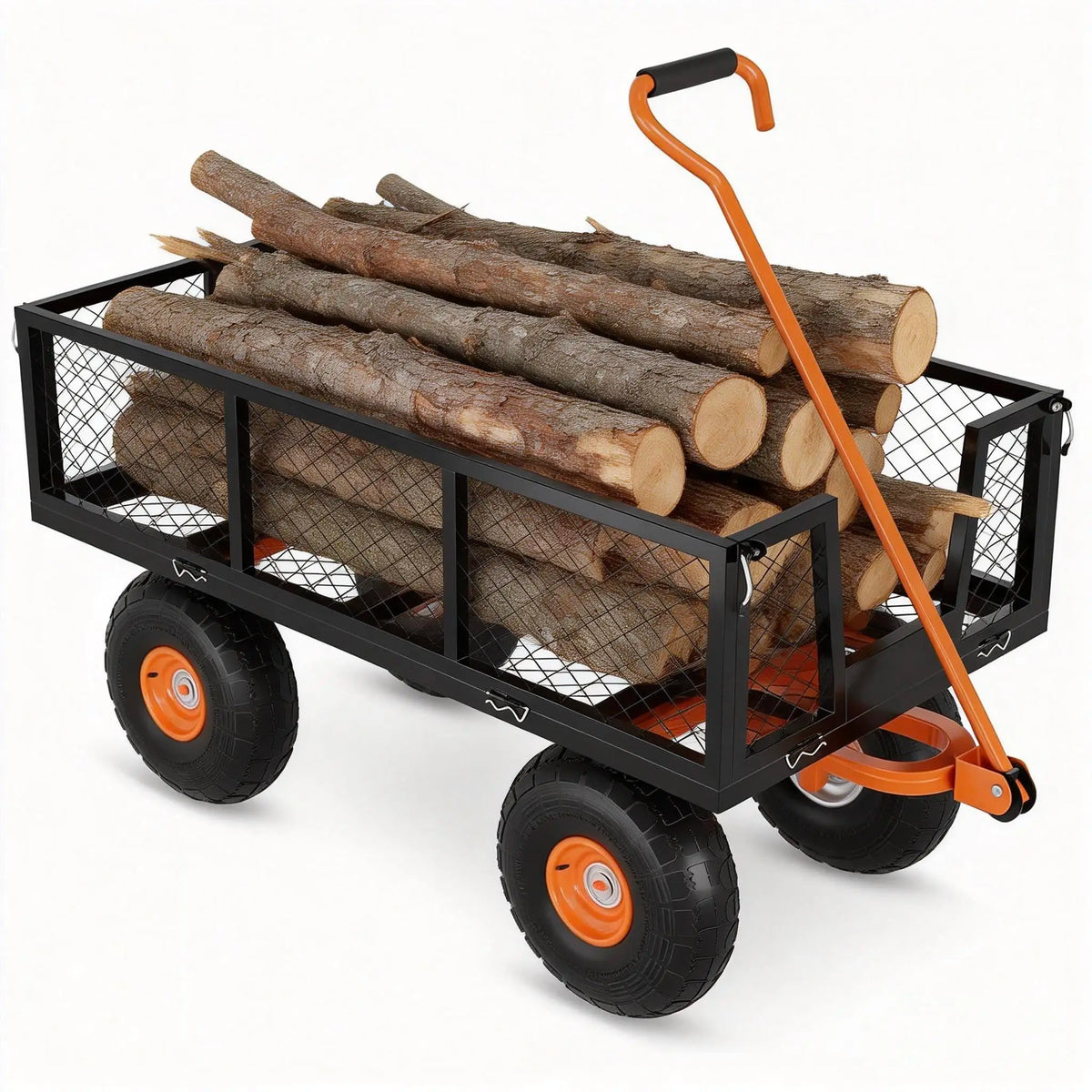Heavy Duty All Terrain Garden Cart With Removable Sides And Rotating Handle