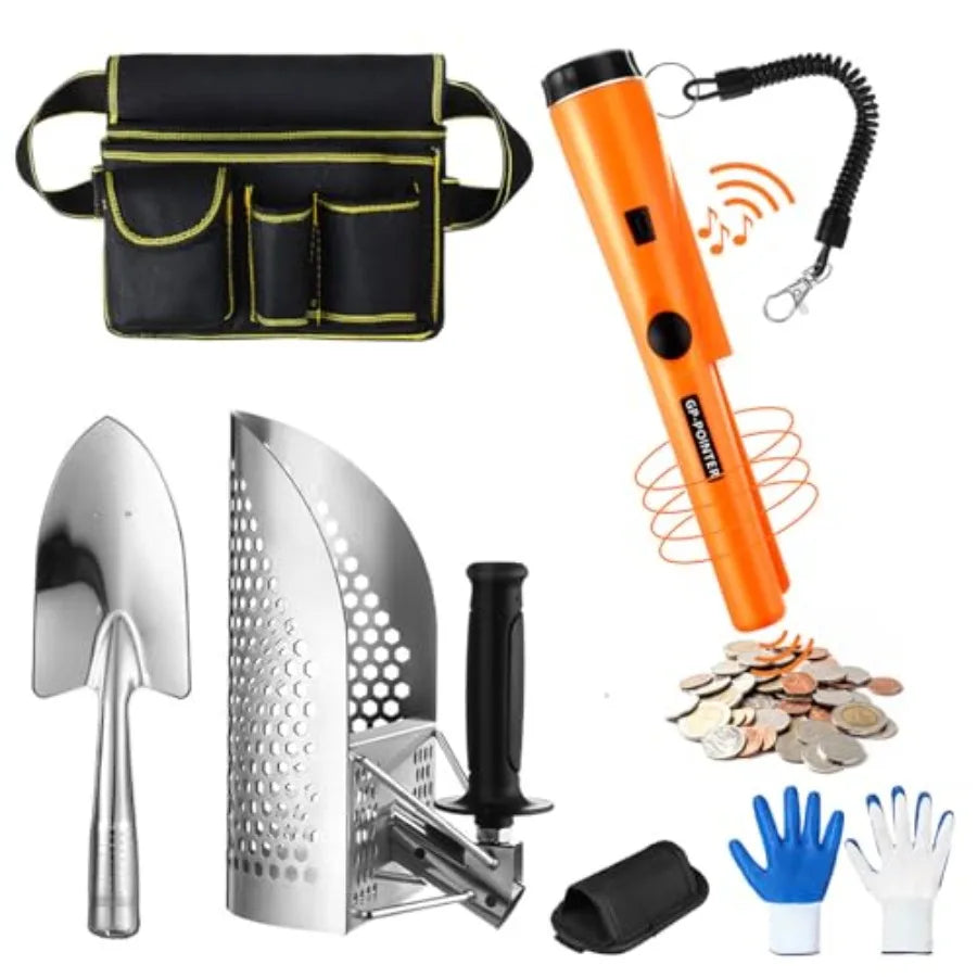 Metal Detector Kit Accessories Include Metal Detector Pinpointer Sand Sifter Scoop Shovel Glove Finds Bag Semi Waterproof Detec