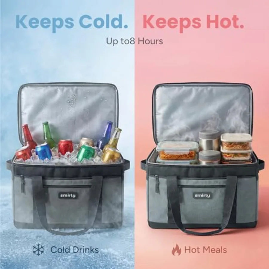 Cooler Bags Insulated Collapsible Cooler, Portable Leakproof and Soft Sided - Large Foldable Ice Chest for Camping, Beach, Trav