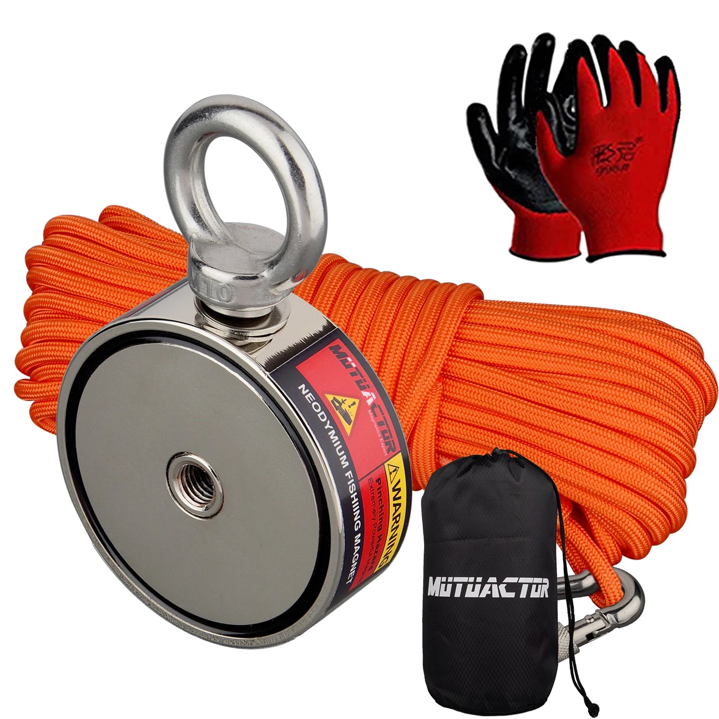 160KG*2 Strong Neodymium Magnet Double Side Search Magnetic Super Power Salvage Fishing Magnet with Searching Rope
