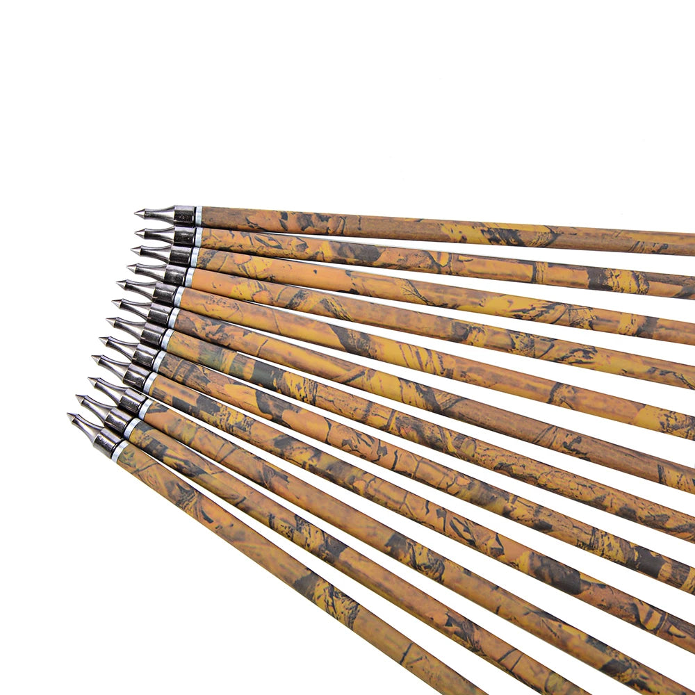Spine 500 Carbon Arrows 31.5" Camo Color ID6.2mm Arrow Shaft 100 grain Arrowhead for Bow Hunting Shooting Target 6/12pcs