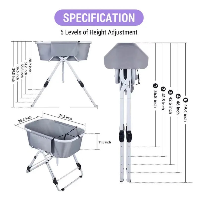 Elevated Dog Bath Tubs Foldable Pet Bathing Station for Medium to Large Dogs