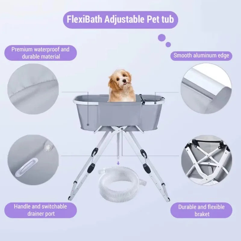 Elevated Dog Bath Tubs Foldable Pet Bathing Station for Medium to Large Dogs