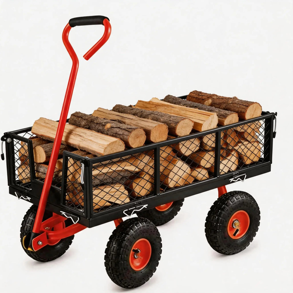 Heavy Duty All Terrain Garden Cart With Removable Sides And Rotating Handle