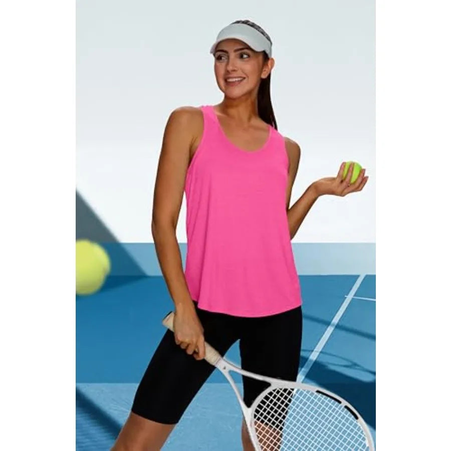WIHOLL Women's Workout Tank Tops Sleeveless Athletic Racerback for Gym Yoga Running - Summer Fitness Tops Scoop Neck S-XXL