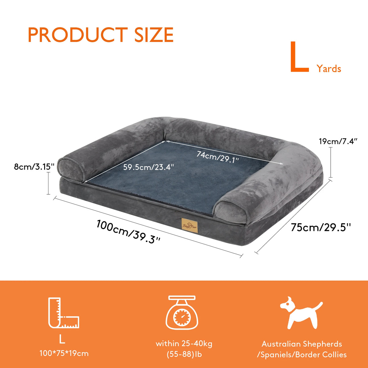 Extra Large Orthopedic Dog Bed Mattress with Removable Washable Cover