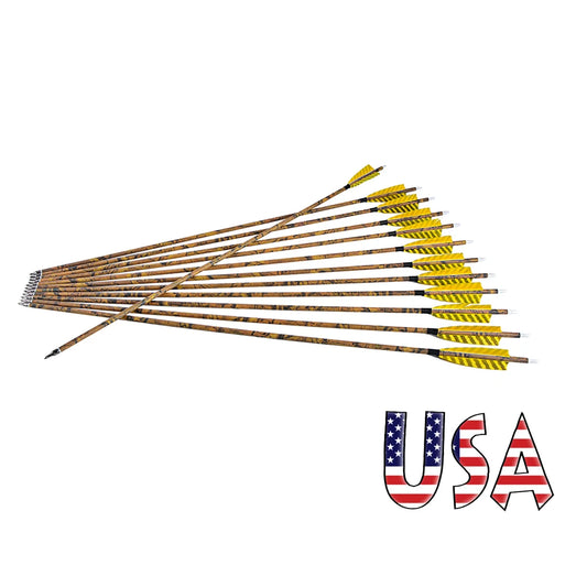 Spine 500 Carbon Arrows 31.5" Camo Color ID6.2mm Arrow Shaft 100 grain Arrowhead for Bow Hunting Shooting Target 6/12pcs
