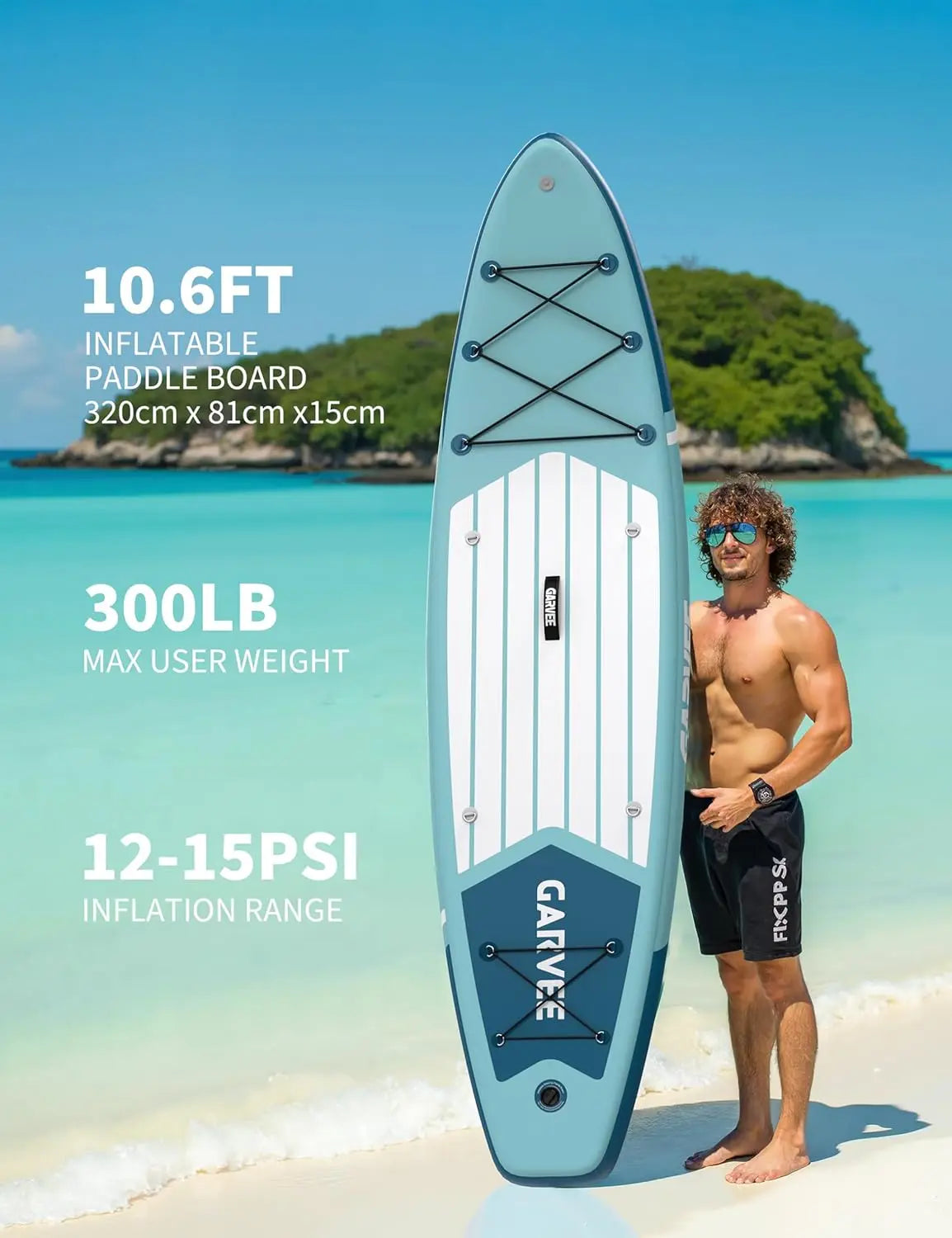 Inflatable Paddle Board for Adult, 10.6ft x 32"/ 11ft x 34" Extra Wide Inflatable Stand Up Paddle Board with Kits, for Sea Lakes