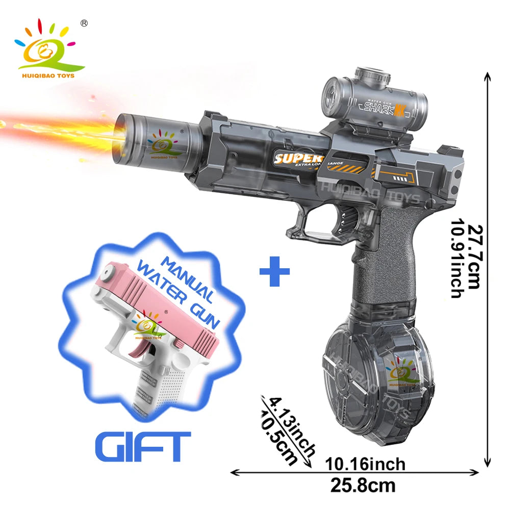 HUIQIBAO Electric Pulse Water Gun With Flame Sensor Light Toy For Outdoor Beach