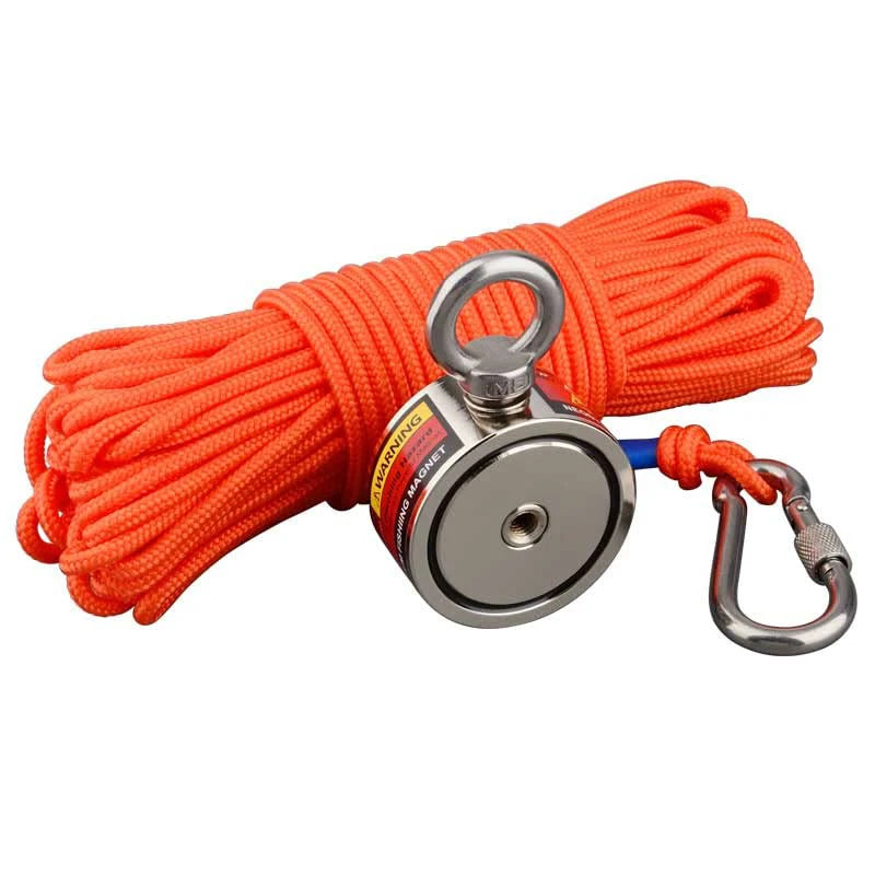 160KG*2 Strong Neodymium Magnet Double Side Search Magnetic Super Power Salvage Fishing Magnet with Searching Rope