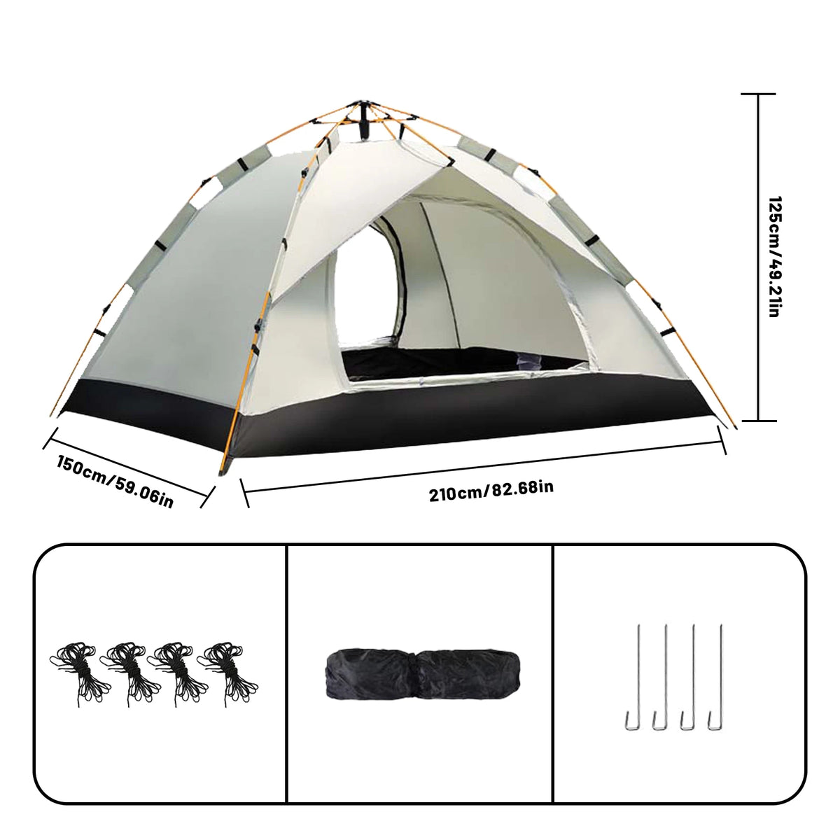 Small Silver Automatic Tent Sunshade Quick Setup Portable Shelter