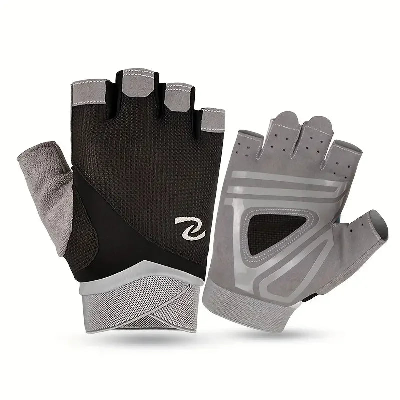 1 Pair Unisex Sports Gloves, Half Finger Fitness Gloves, Non-Slip Outdoor Riding & Fishing Gloves