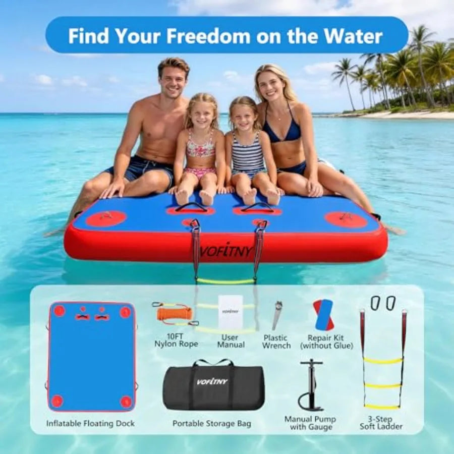 Inflatable Floating Dock Swim Platform for Lakes Lake Floats for Adults Island Raft Mat for Lake Beach Ocean Non-Slip Surface