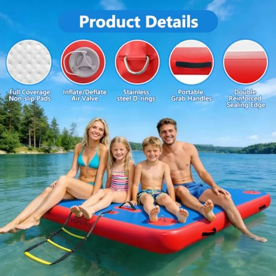 Inflatable Floating Dock Swim Platform for Lakes Lake Floats for Adults Island Raft Mat for Lake Beach Ocean Non-Slip Surface