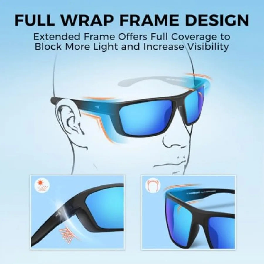 Huzzah Polarized Sport Sunglasses for Men and Women, Ideal for Driving Fishing Cycling and Running, UV Protection
