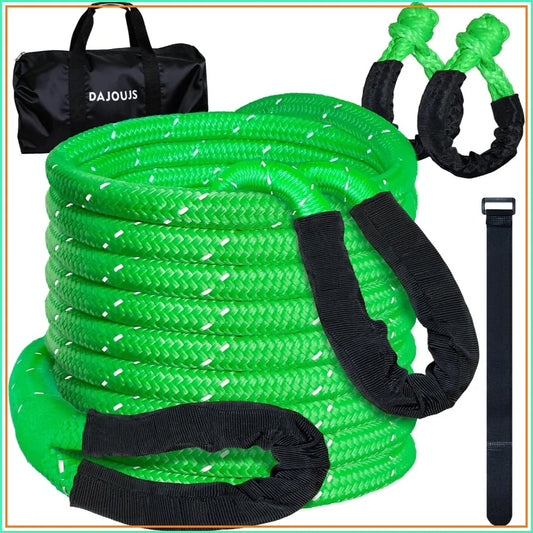 Kinetic Recovery Tow Rope 30 Feet Snatch Strap With 2 Soft Shackles 48500 Lbs
