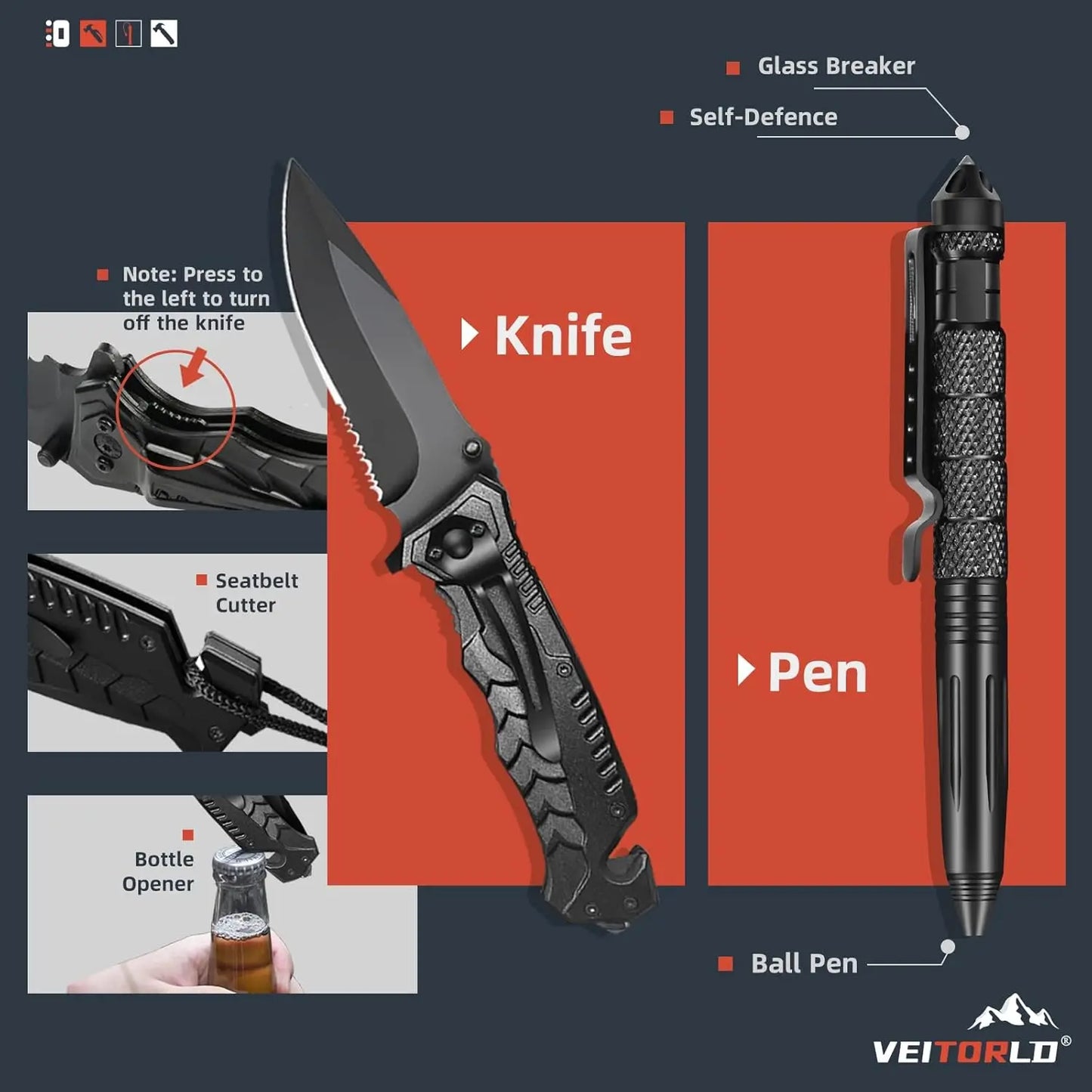 12-in-1 Survival Gear Kit for Men - Perfect Christmas, Birthday Gifts for Husband, Teen Boy, Boyfriend