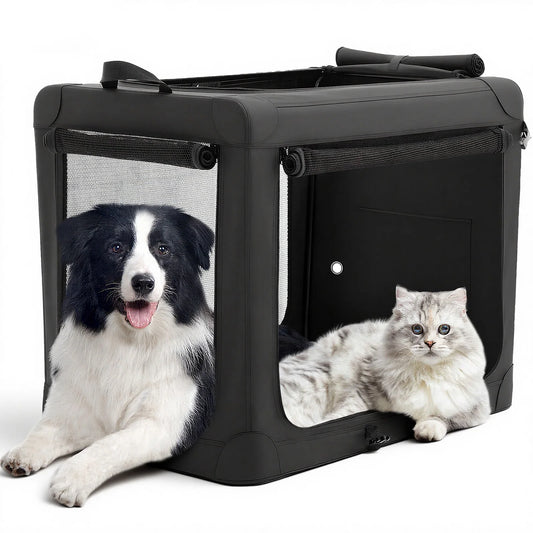 JHK 600D Oxford Fabric Foldable Soft Dog Crate Portable Pet Kennel with 3 Doors Use for Small to Extra Large Dogs Indoor