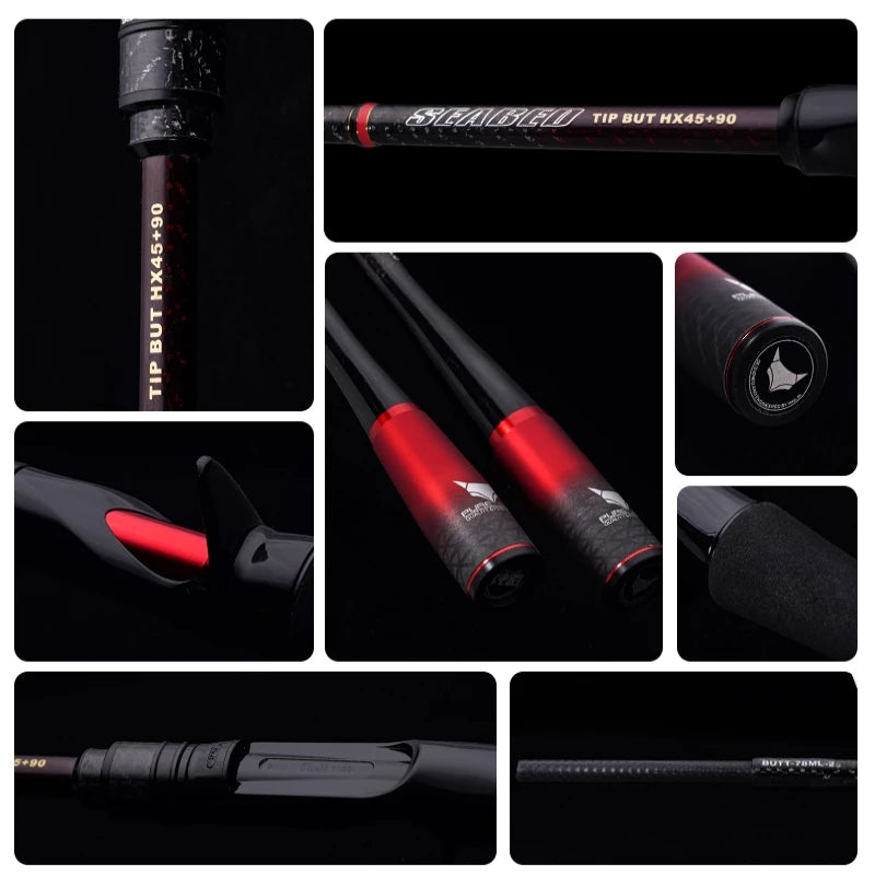 PURELURE Seabed Light Fishing Rod 40T + Small 4-Axis Caron Fiber Spinning Rod 2 Piece One-Piece Carbon Handle Fuji Alconite Guide Fuji Reel Seat Small Bait Shore Casting Rod