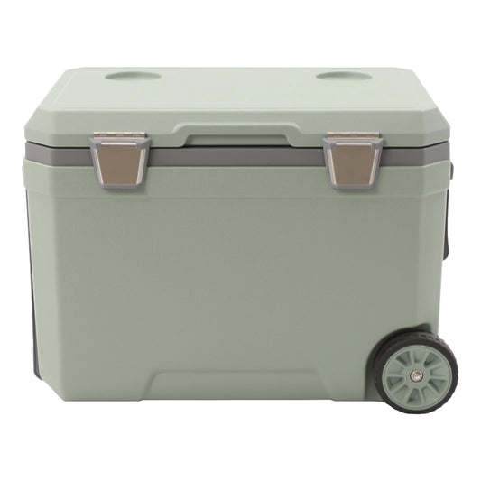 Portable Wheelded Cooler 45L, Rolling Insulated Cooler Box with Retractable Handle, for Camping Travel Beach Party, 24H Cold