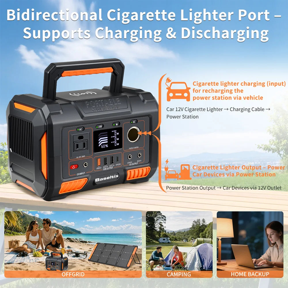 78000mAh Portable Power Station 300W, 228Wh Solar Power Generator Battery Backup with 110V AC Outlet, Wireless Charging, USB-C PD 60W, Emergency Power Supply for Camping, RV, CPAP, Outdoor Off-Grid
