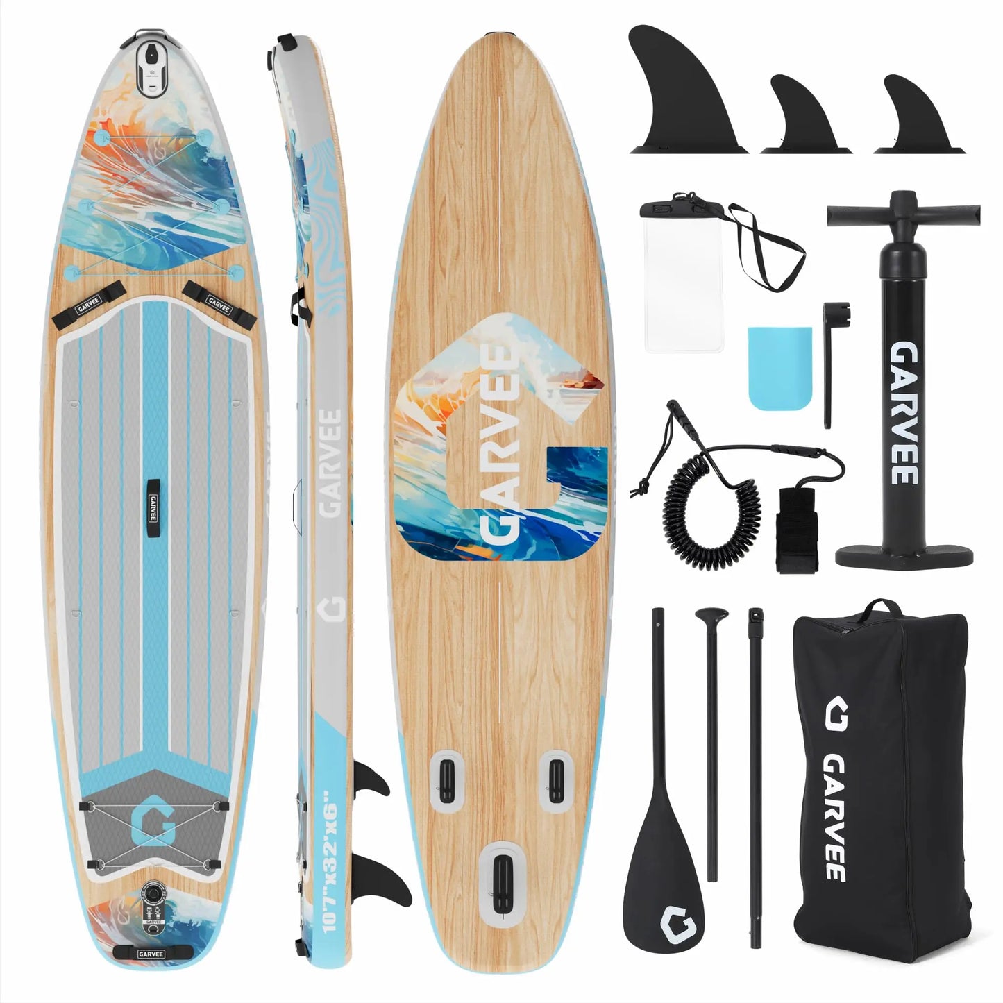 Inflatable Paddle Board for Adult, 10.6ft x 32"/ 11ft x 34" Extra Wide Inflatable Stand Up Paddle Board with Kits, for Sea Lakes