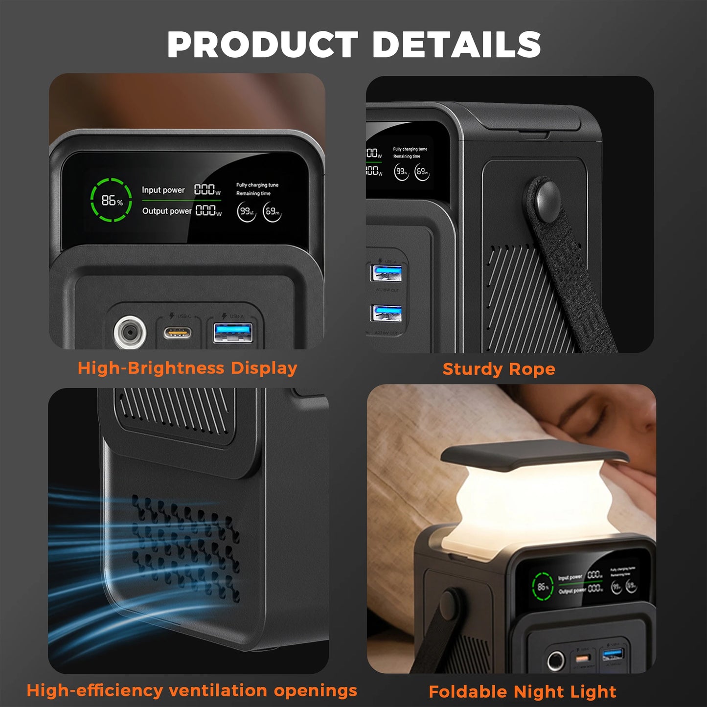 CTOLITY AP200 200W 192Wh Solar Generator Portable Power Station Camping 192Wh Lifepo4 Battery AC Outlets 60000mAh