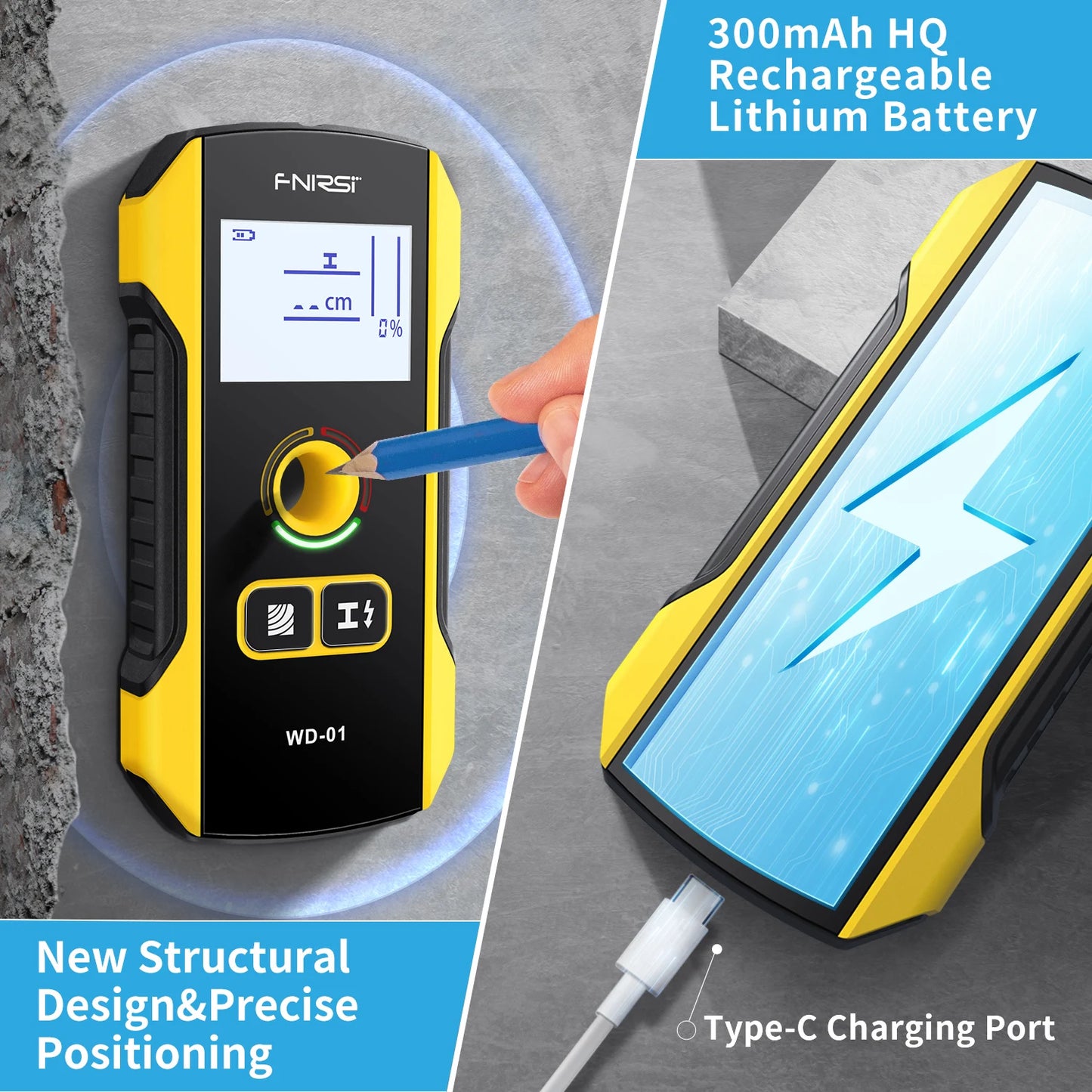 FNIRSI WD-01 WD-02 Metal Detector Multifunction Wall Detector Decoration Precise Positioning of Holes AC wires Metal Wood