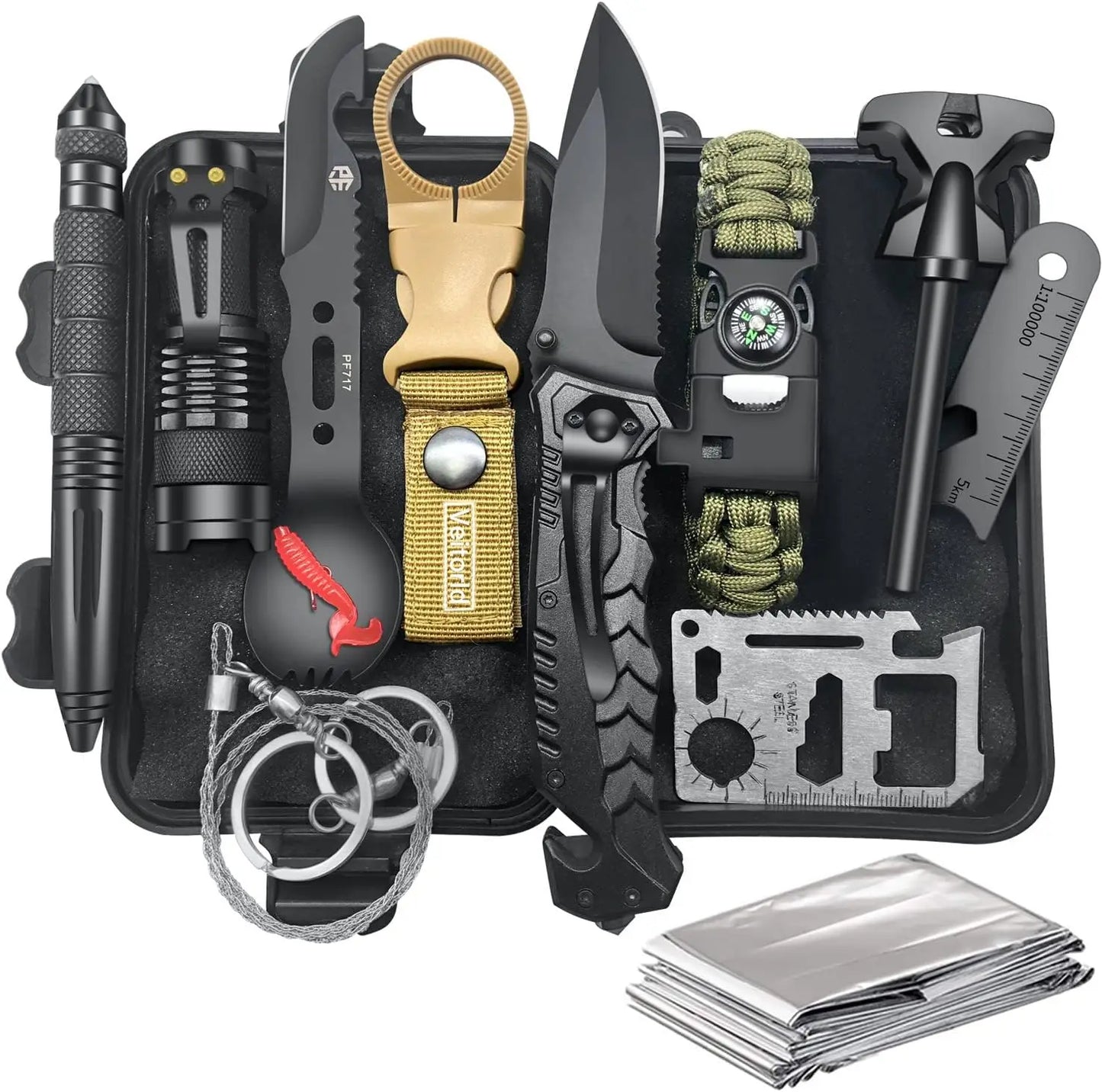 12-in-1 Survival Gear Kit for Men - Perfect Christmas, Birthday Gifts for Husband, Teen Boy, Boyfriend