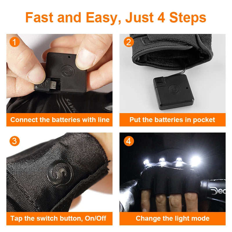 Daywolf LED Gloves for Outdoor Night Hiking and Cycling Green