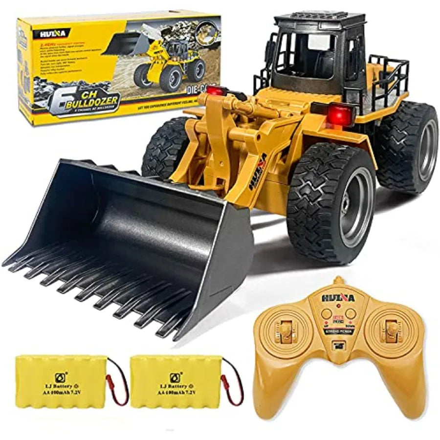 1 18 Scale RC Metal Bulldozer Toy Truck 4WD Rechargeable With Two Batteries