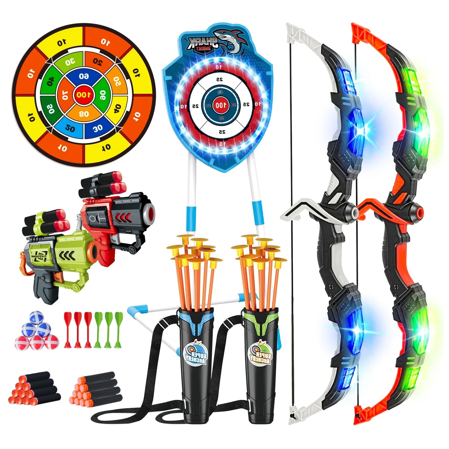 VATOS Night Light Bow Arrow Toy For Kids Archery Set Indoor Outdoor Game