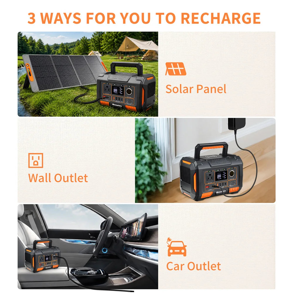 78000mAh Portable Power Station 300W, 228Wh Solar Power Generator Battery Backup with 110V AC Outlet, Wireless Charging, USB-C PD 60W, Emergency Power Supply for Camping, RV, CPAP, Outdoor Off-Grid