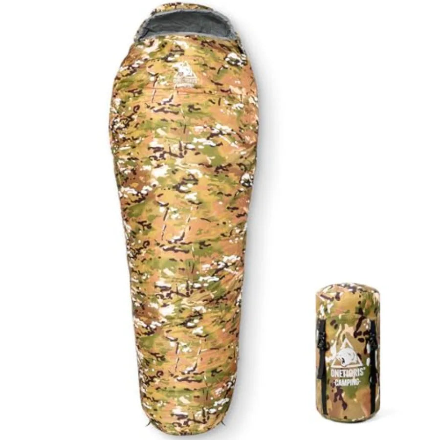 Light Patrol 4 Season Mummy Sleeping Bag, 32°F Cold Weather Camping Bags for Camping Hiking Backpacking, Survival Gear