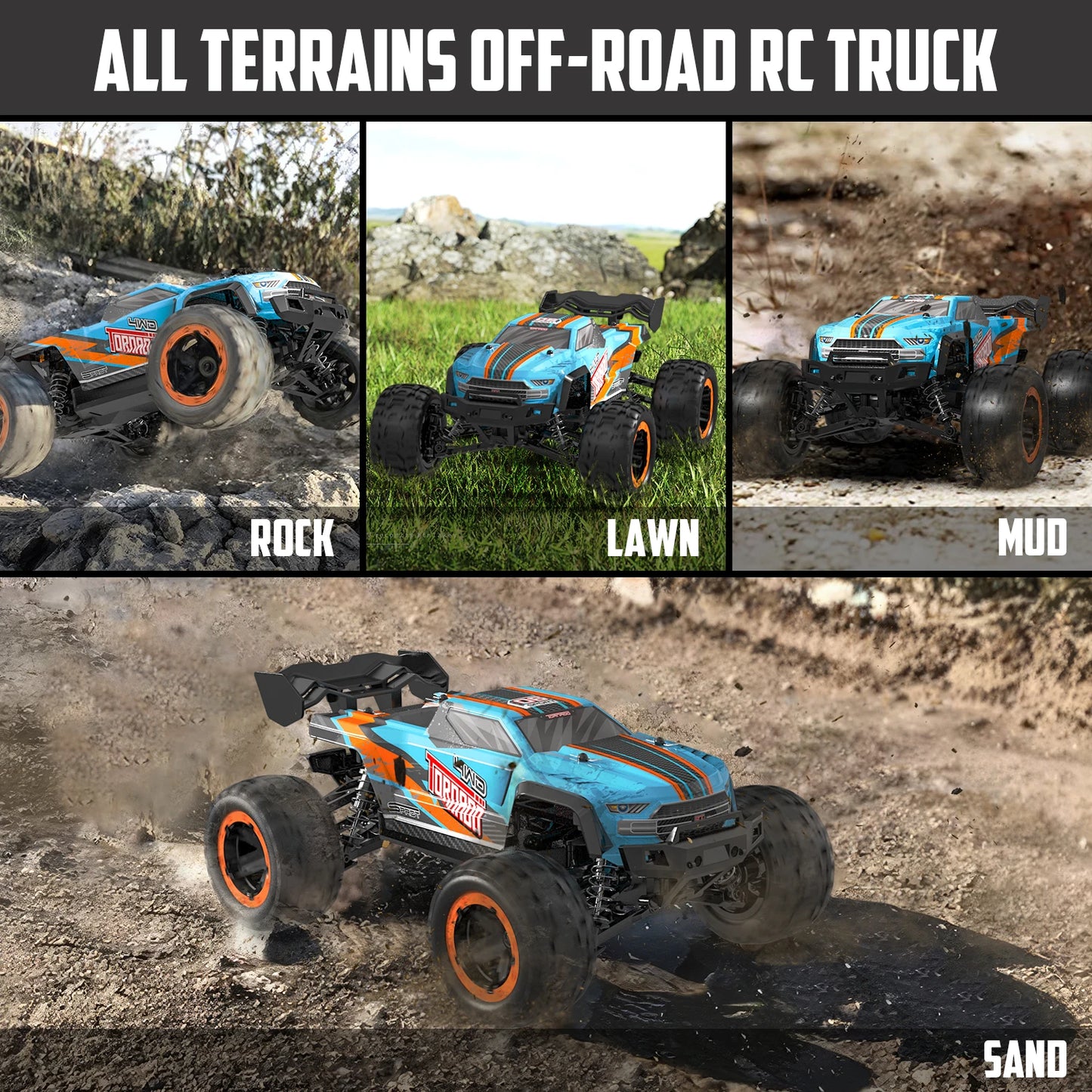 RACENT RC Truck 1:16 4x4 All Terrain RC Car 40KPH High Speed Remote Control Cars for Adults