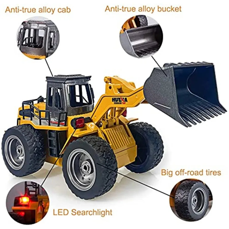 1 18 Scale RC Metal Bulldozer Toy Truck 4WD Rechargeable With Two Batteries