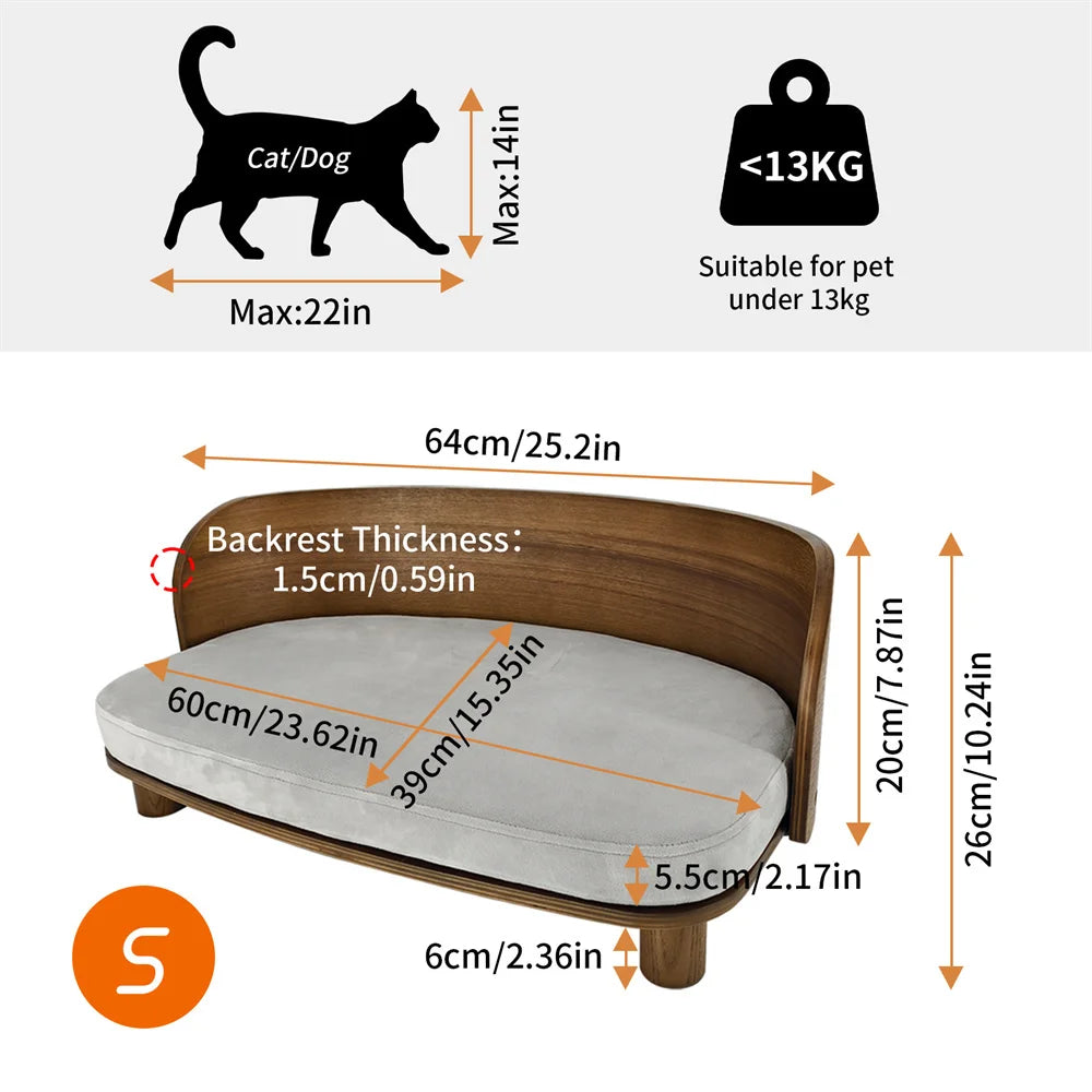Elevate your pet's comfort with this stylish raised wood sofa that blends premium craftsmanship with contemporary design for calm, cozy naps and lasting comfort.