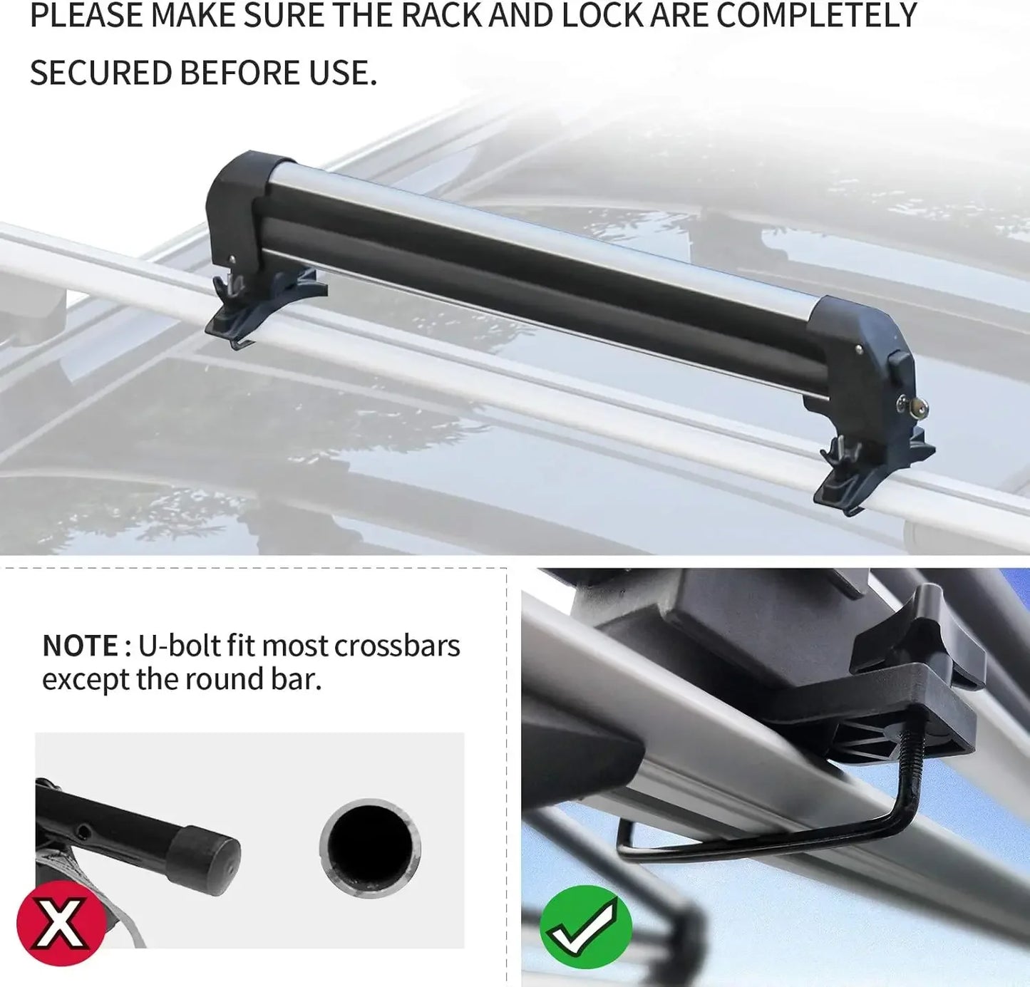 Car Ski Snowboard Roof Racks, Fits Up to 6 Pairs of Skis or 4 Snowboards, 2 PCS Universal Ski Roof Rack Carriers Snowboard Top H