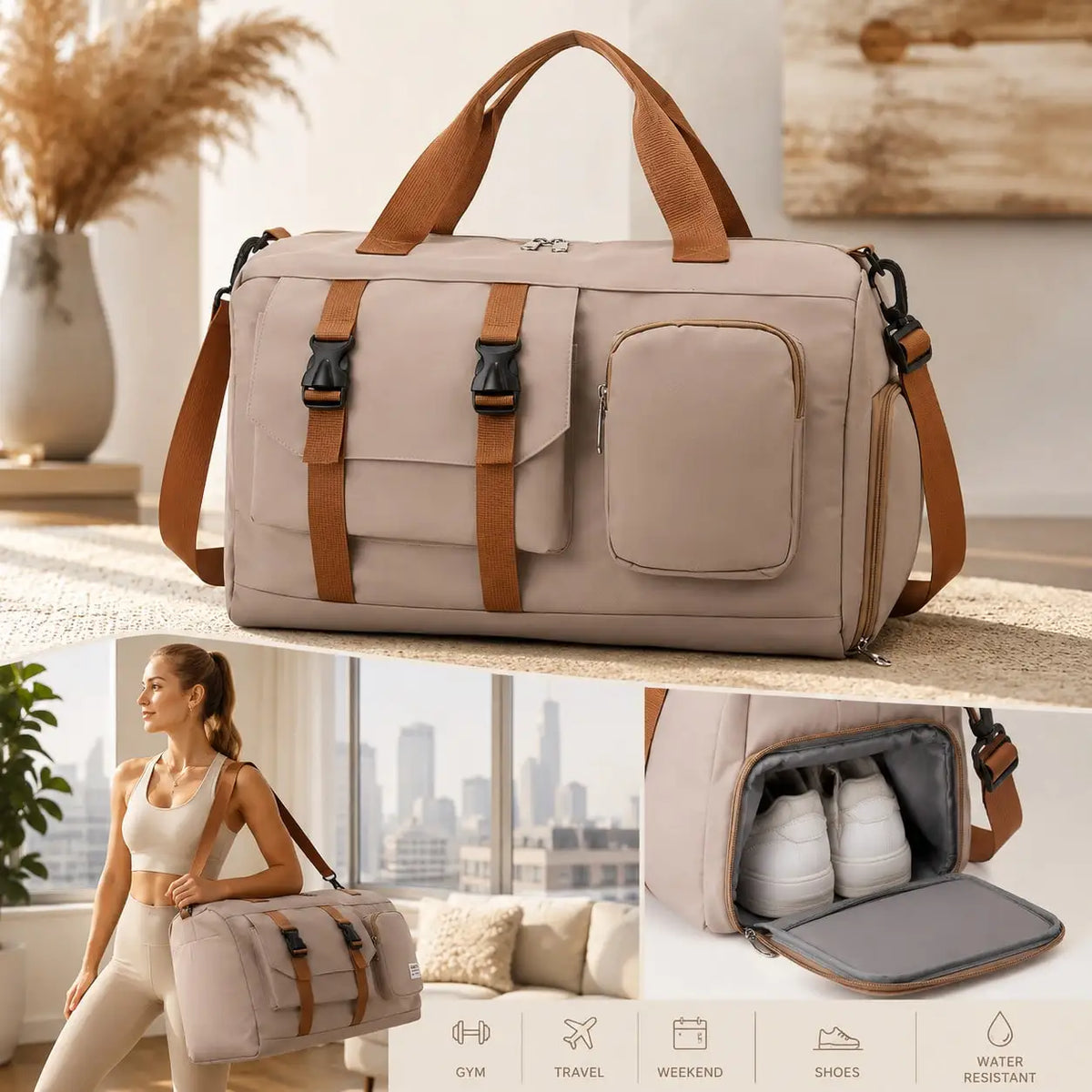 Prepare for your next adventure with a spacious travel tote designed to keep all your essentials organized while you navigate busy schedules.