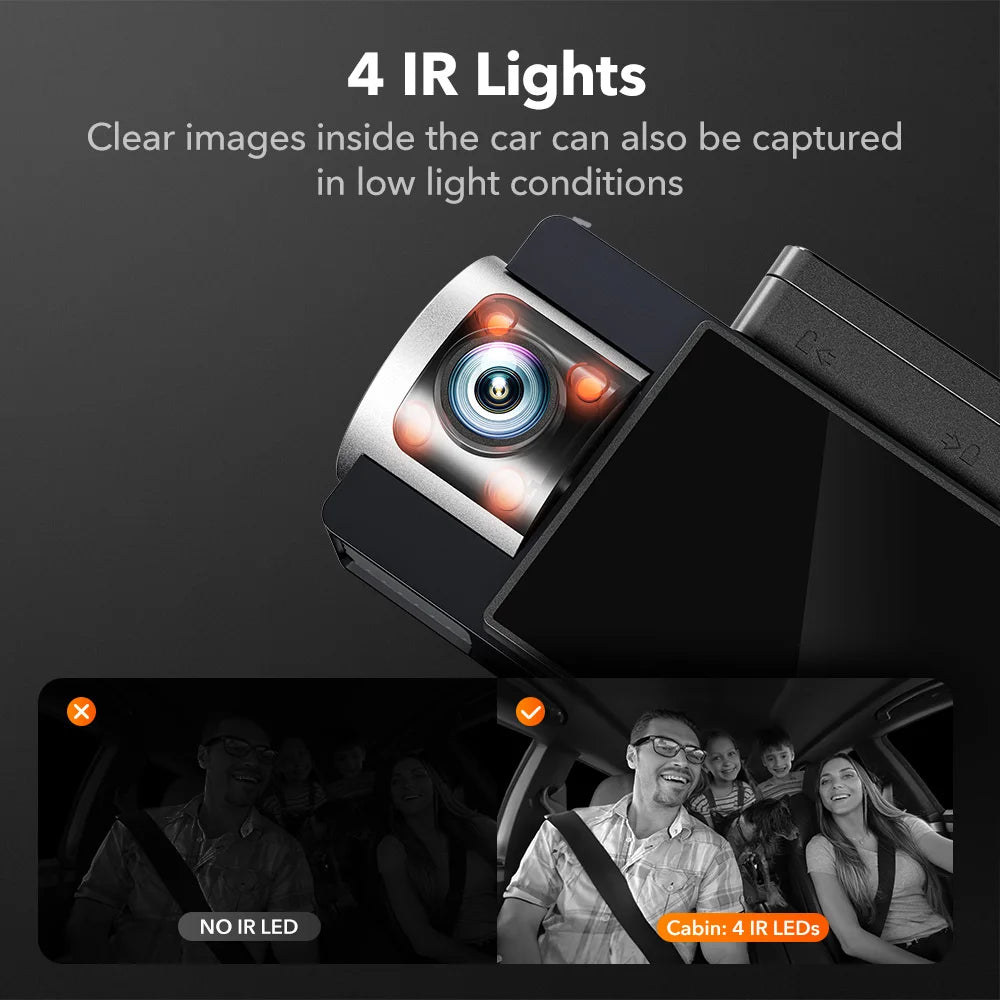 WOLFBOX i17 4K 3 Lens Dash Camera 3 Cameras Dashcam 5G Wifi App Control Car Cam Recorder Front/Cabin/Rear GPS Night Vision