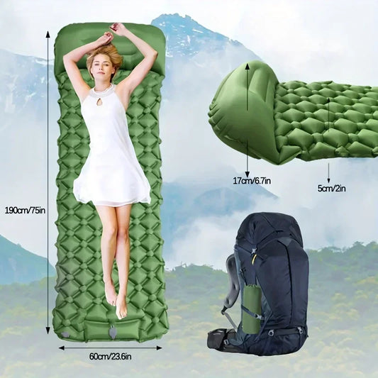 Outdoor Sleeping Pad Camping Inflatable Mattress Sleeping Pad With Pillows Self-Inflating Mattress For Hiking Climbing Travel
