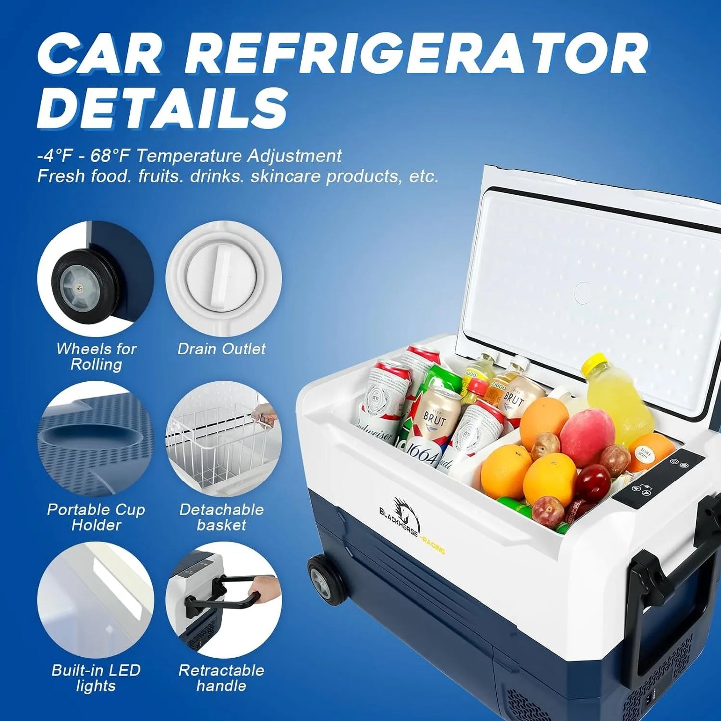 37Qt 35L Portable Car Refrigerator Freezer Dual Zone 12V