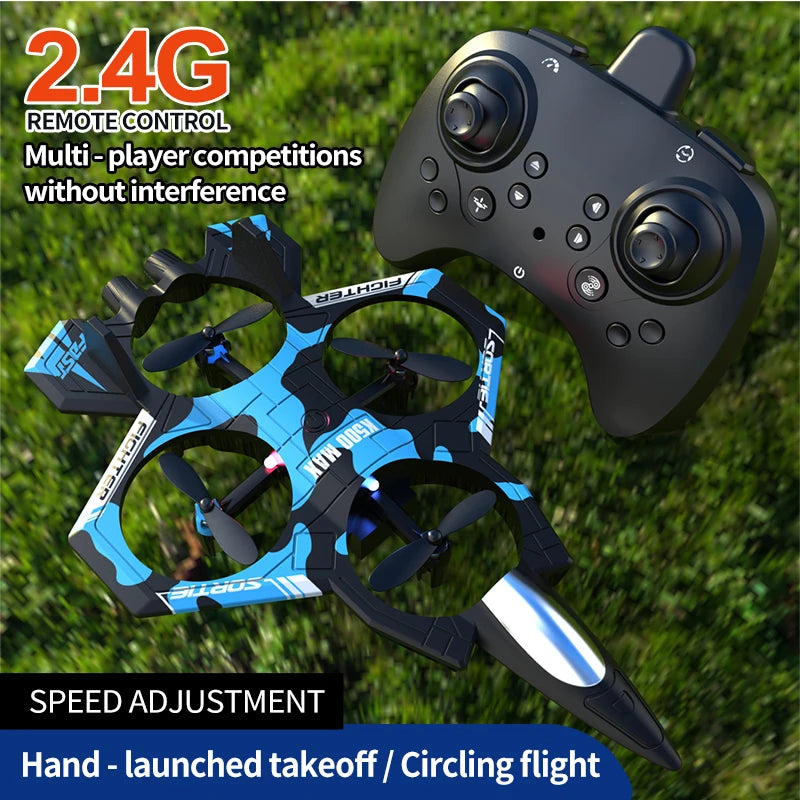 K500MAX Glider Flying Helicopter RC Hobby Jet Plane 2.4G Stunt Remote Control Foam Fighter Airplane Toy Drone With Light