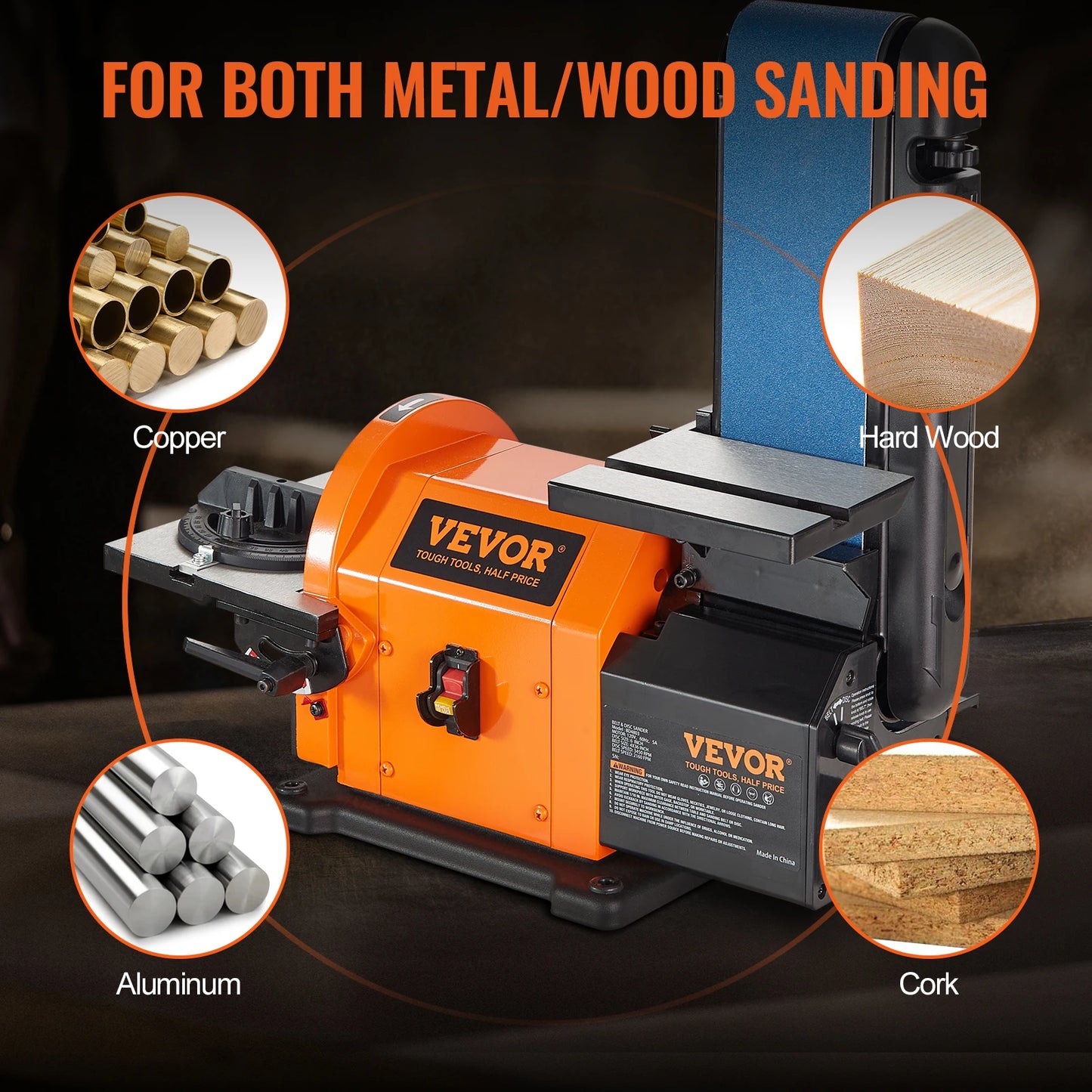 SucceBuy Belt Disc Sander Combo with 5A/4.3A/2.5A Induction Motor Sanding Machine Woodworking Deburring Grinder Combo Bench