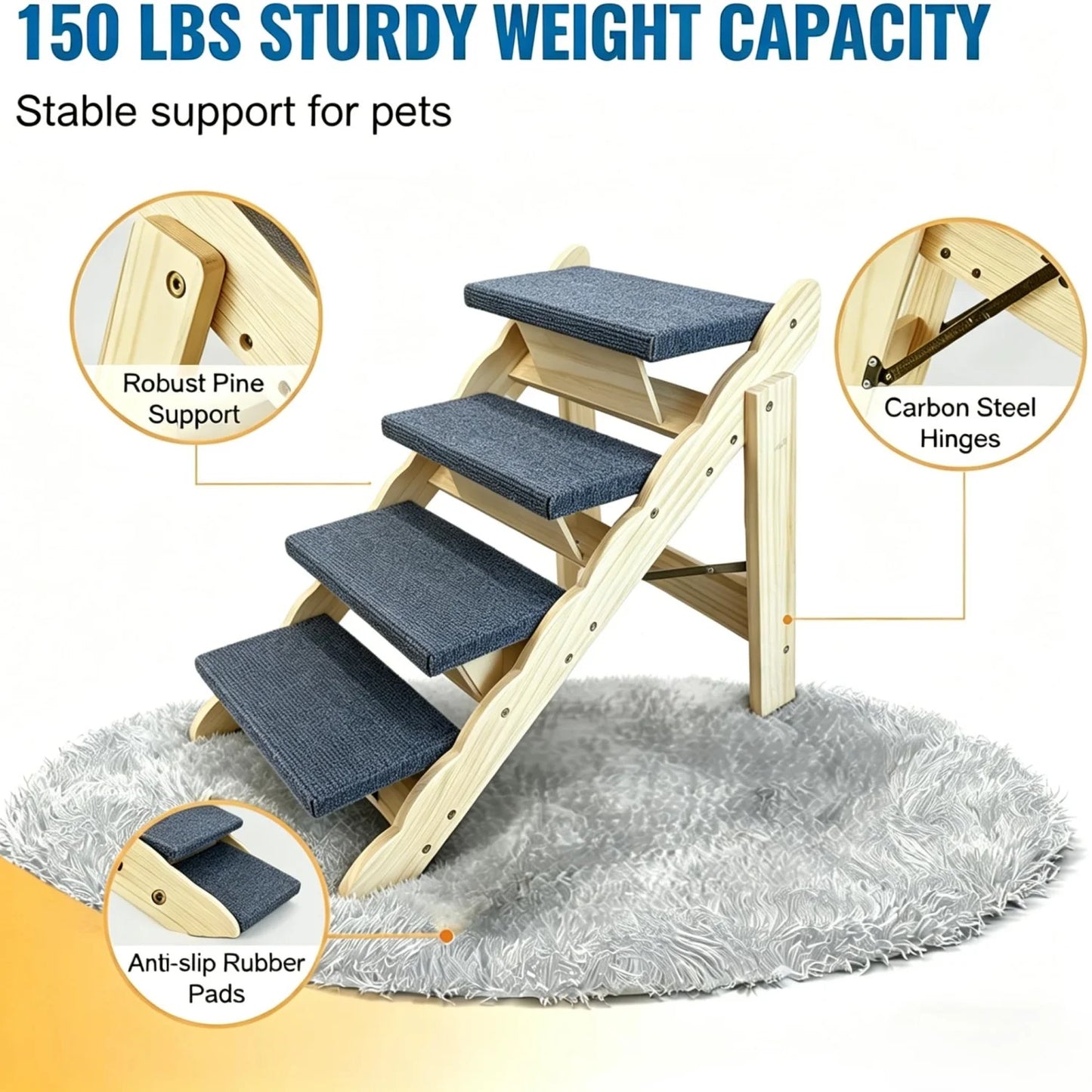 Revolutionize your pup's independence with these durable wooden stairs and ramp, designed to make every jump or climb effortless and safe.