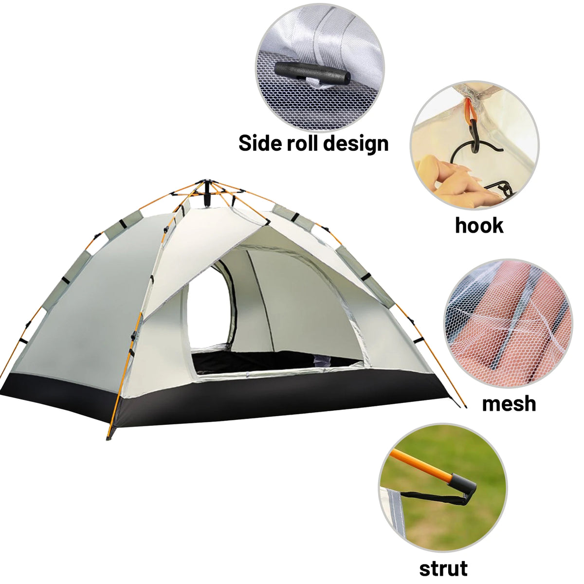 Small Silver Automatic Tent Sunshade Quick Setup Portable Shelter