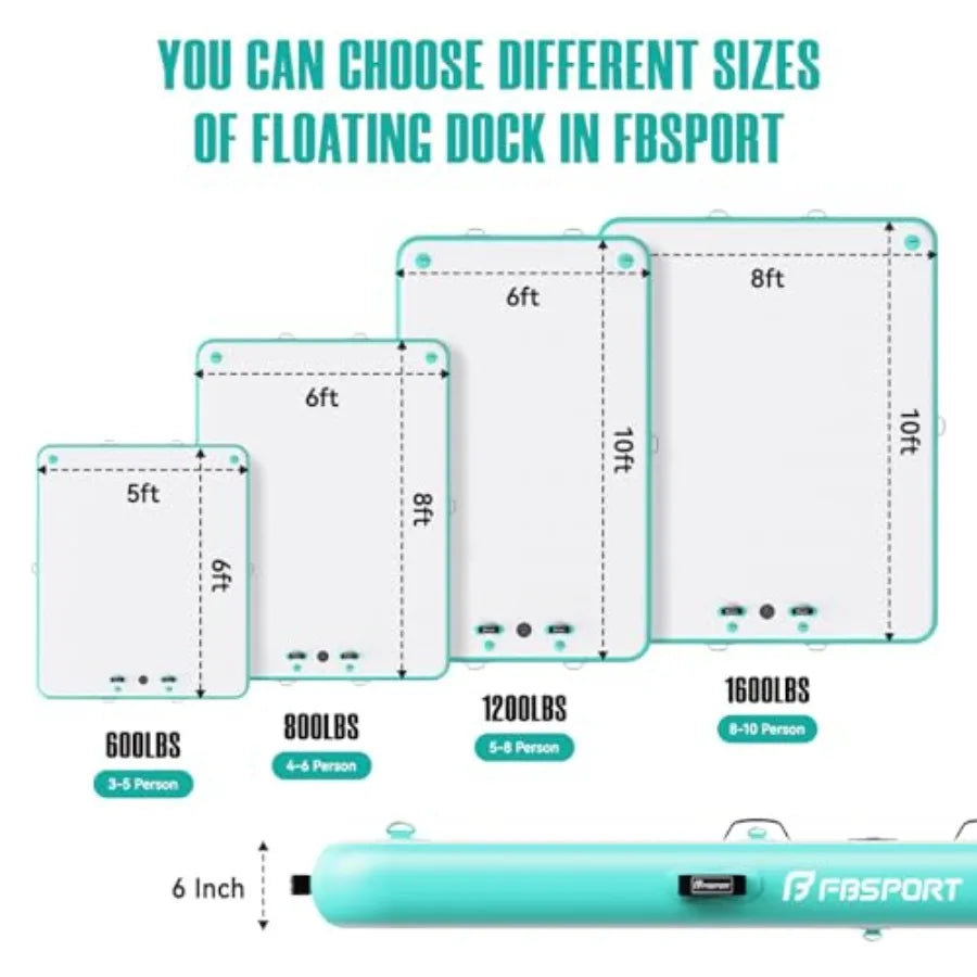 Lake and ocean floating dock for adults PVC inflatable platform with non-slip surface blue durable and stable buoyancy