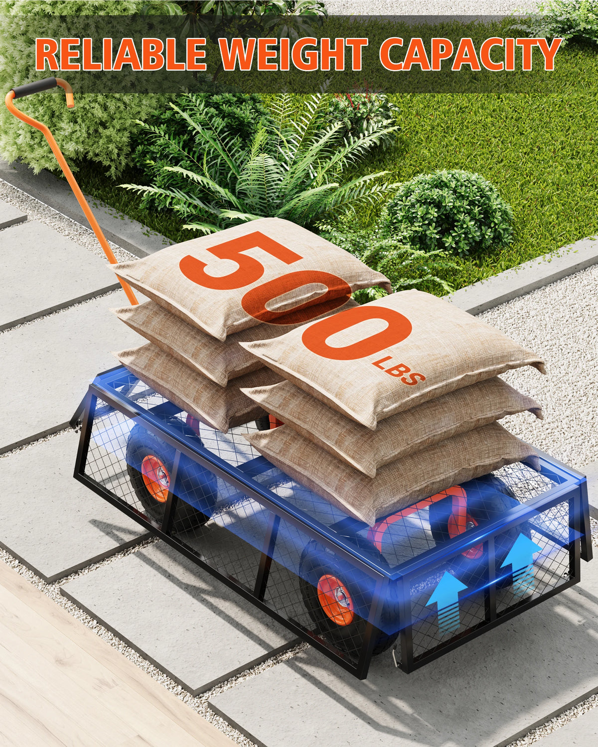 Heavy Duty All Terrain Garden Cart With Removable Sides And Rotating Handle