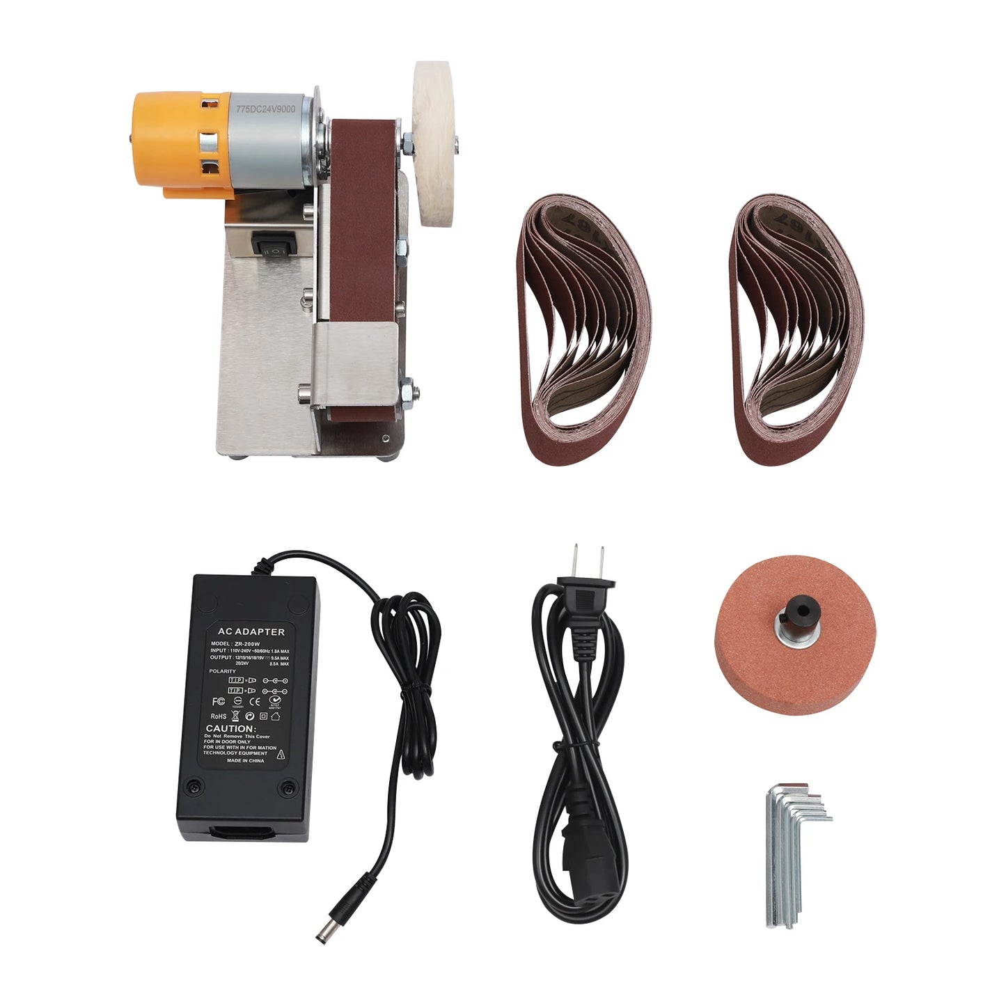 Electric Belt Sander Mini DIY Polishing Grinding Machine 7-Stage Adjustable Polisher Cutter Edges Sharpener Workpiece Grinder