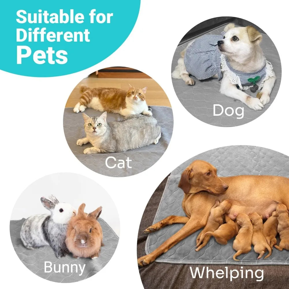 Extra Large 60"x48" Washable Dog Pee Pads, Heavy Absorbency Waterproof Non-Slip Training Pads, Reusable Up to 300 Washes